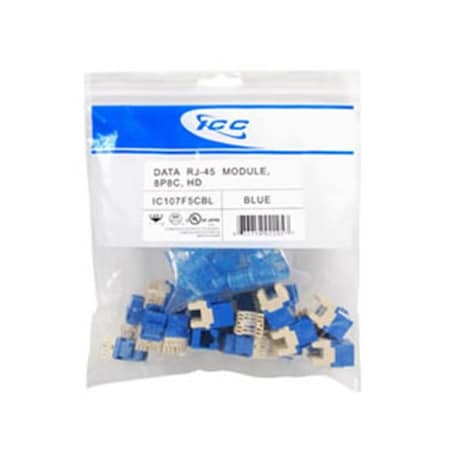 Icc Installation Equipment, -IC107F5C-BL Cat 5E- Hd- 25 Pk Mod Connector Blue ICC-IC107F5C-BL